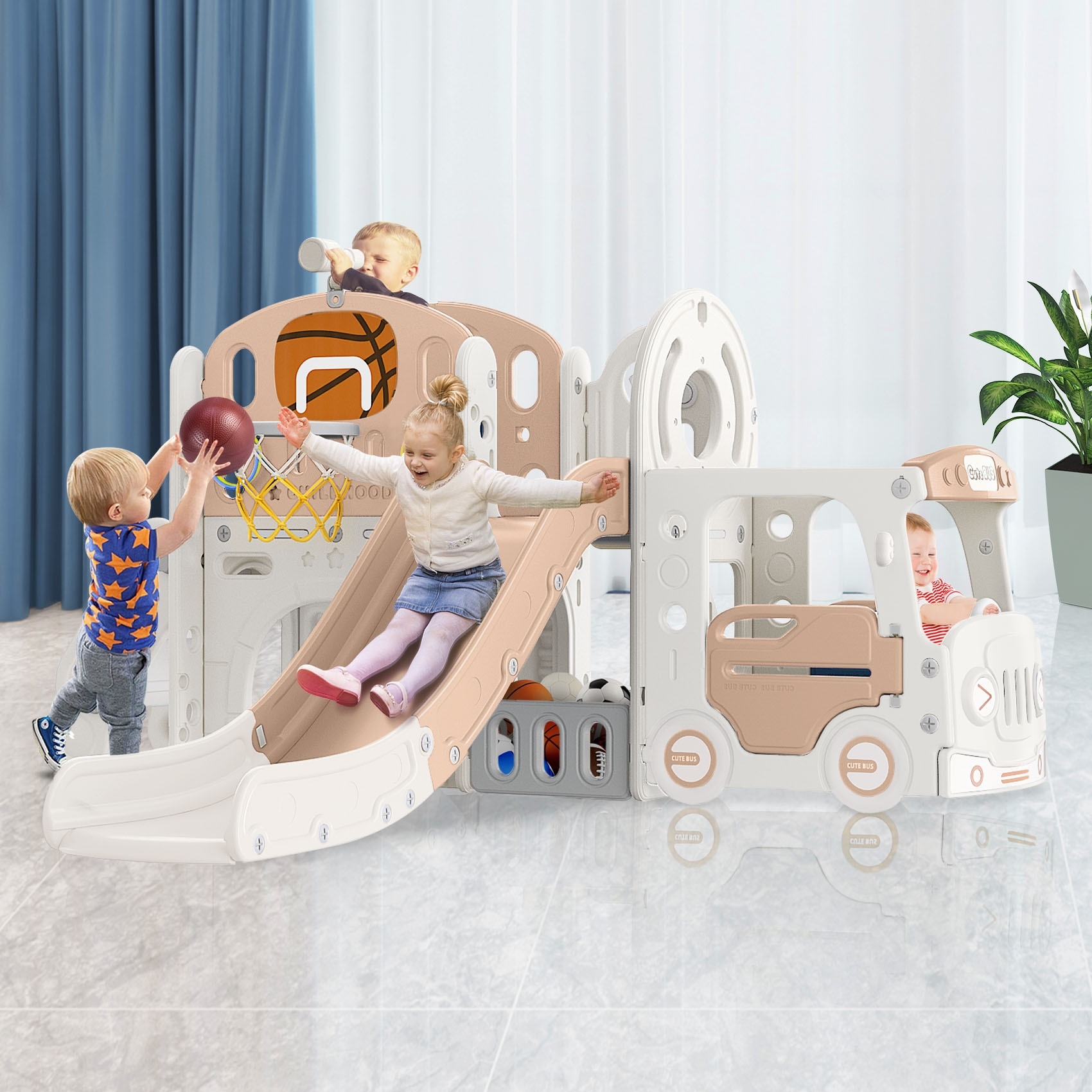 Toddler play cube with slide cheap